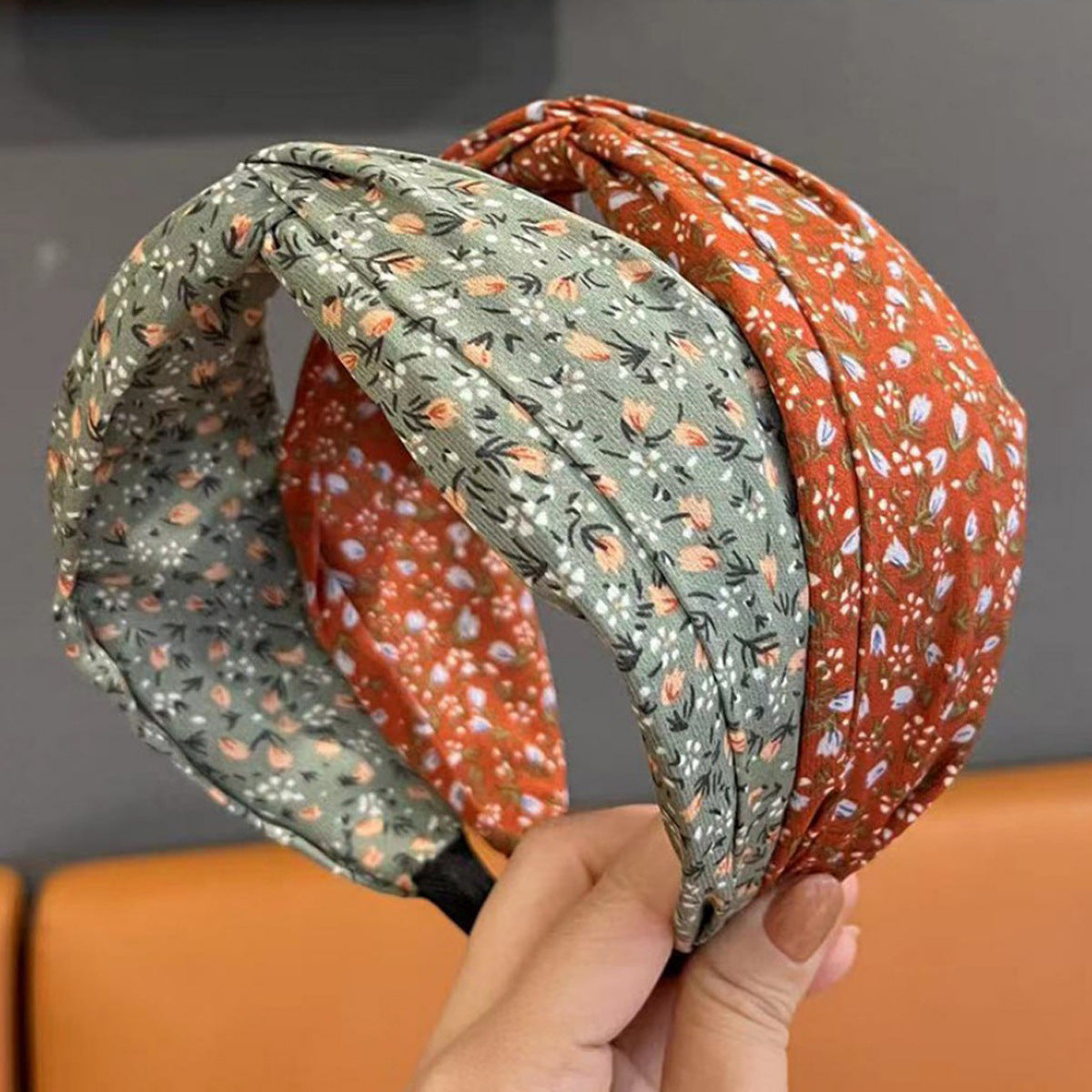 Wholesale Retro Cross Knot Floral Wide Brim Headband